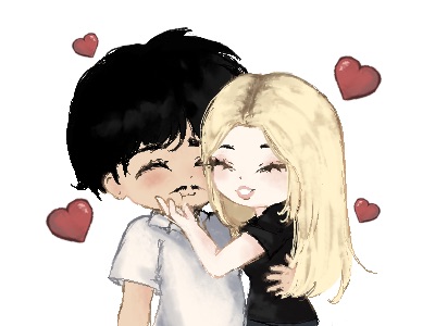 Cute birthday couple illustration
